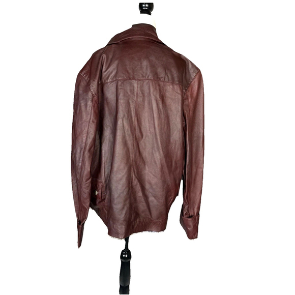 Vintage Real Leather Maroon Jacket with Gold Buttons - Picture 3 of 10